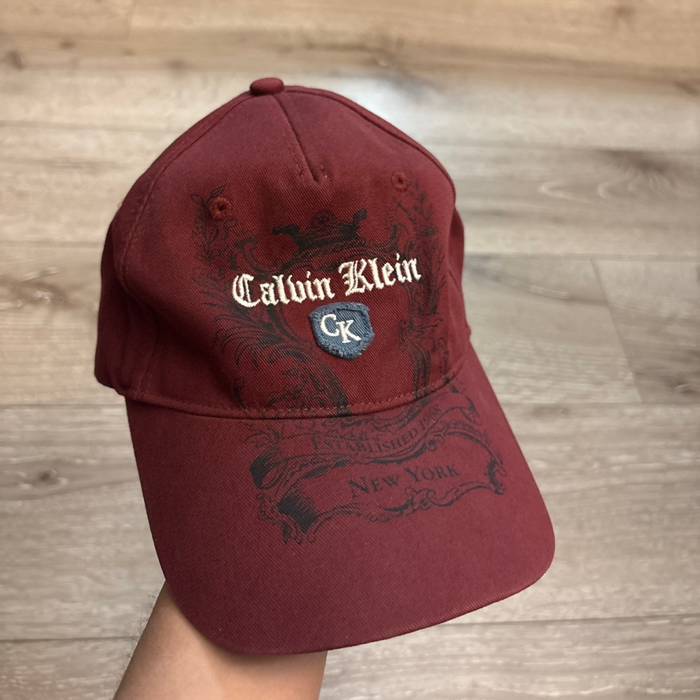 Vintage Calvin Klein Burgundy and Black Cap